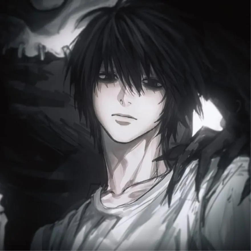 Anime PFP #6 (black and white, boy, dark)