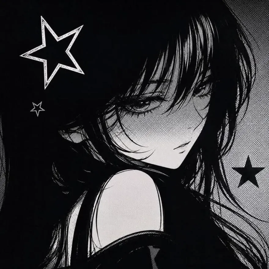 Anime PFP #7 (black and white, dark, girl, manga)