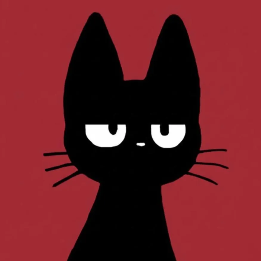 Black PFP #34 (cartoon, cat, red)