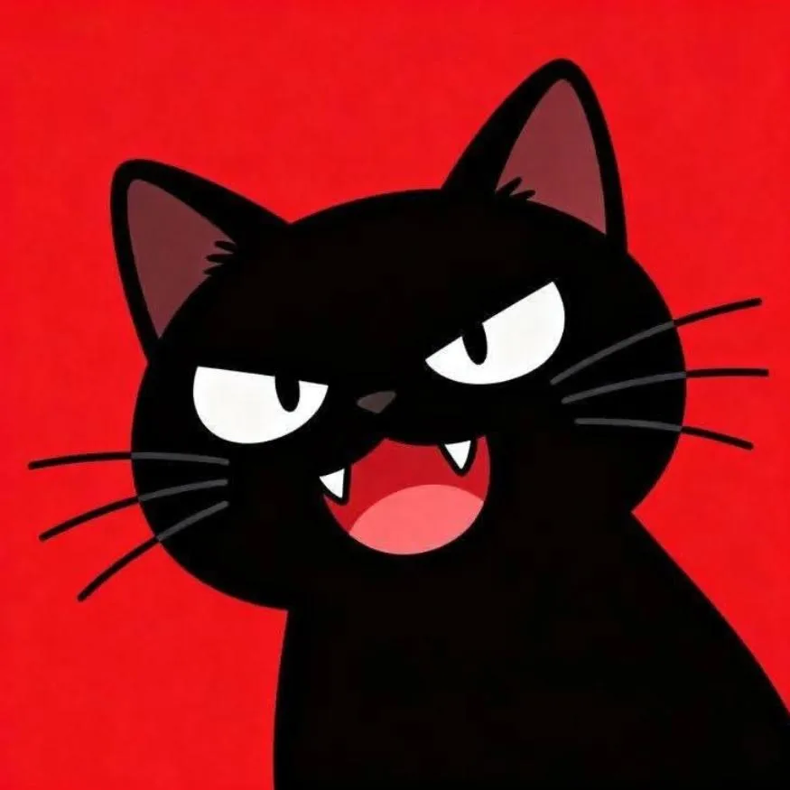 Black PFP #35 (cartoon, cat, red)
