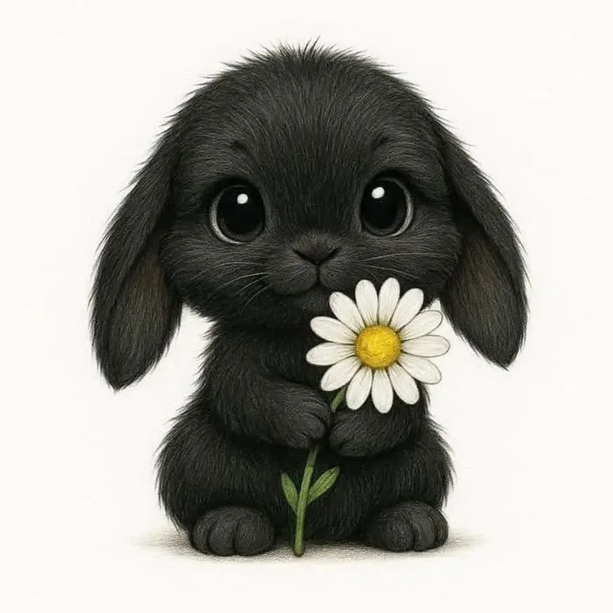 Bunny PFP #17 (black, cute, flower)