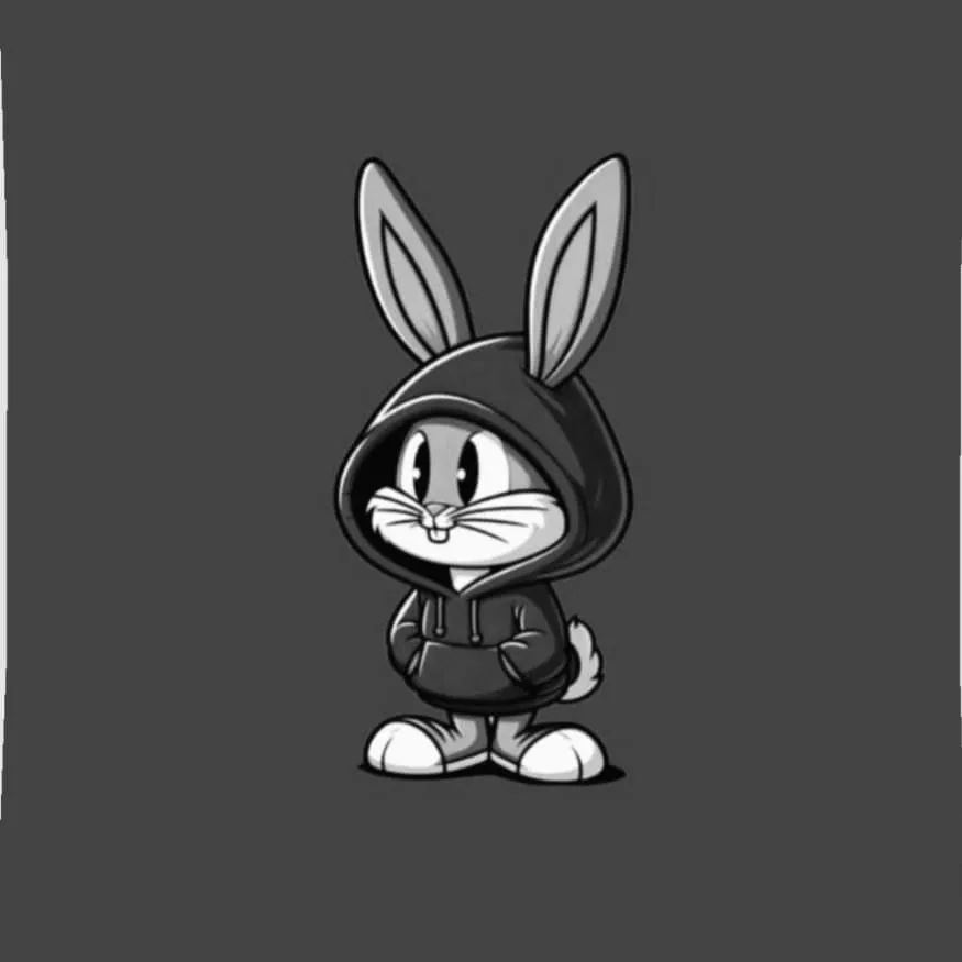 Bunny PFP #18 (black and white, cartoon)