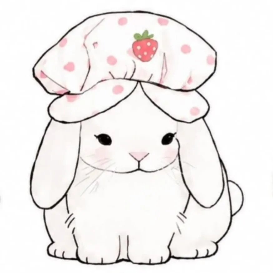 Bunny PFP #8 (cute, strawberry, white)