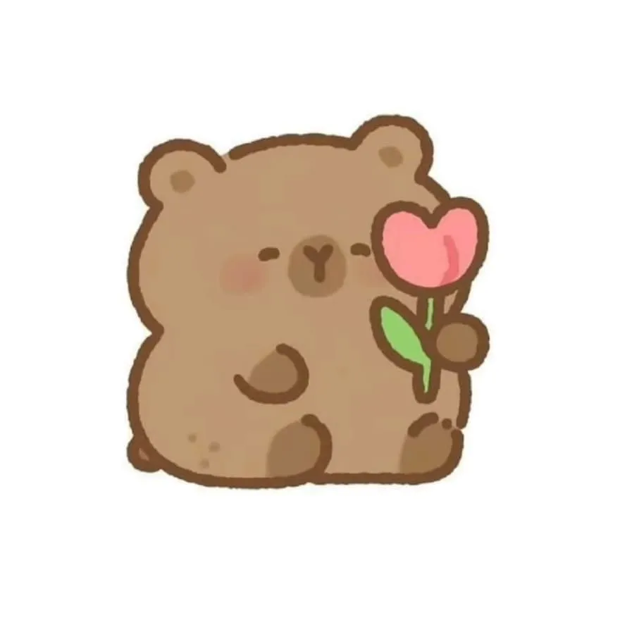 Capybara PFP #11 (cartoon, cute, flower)