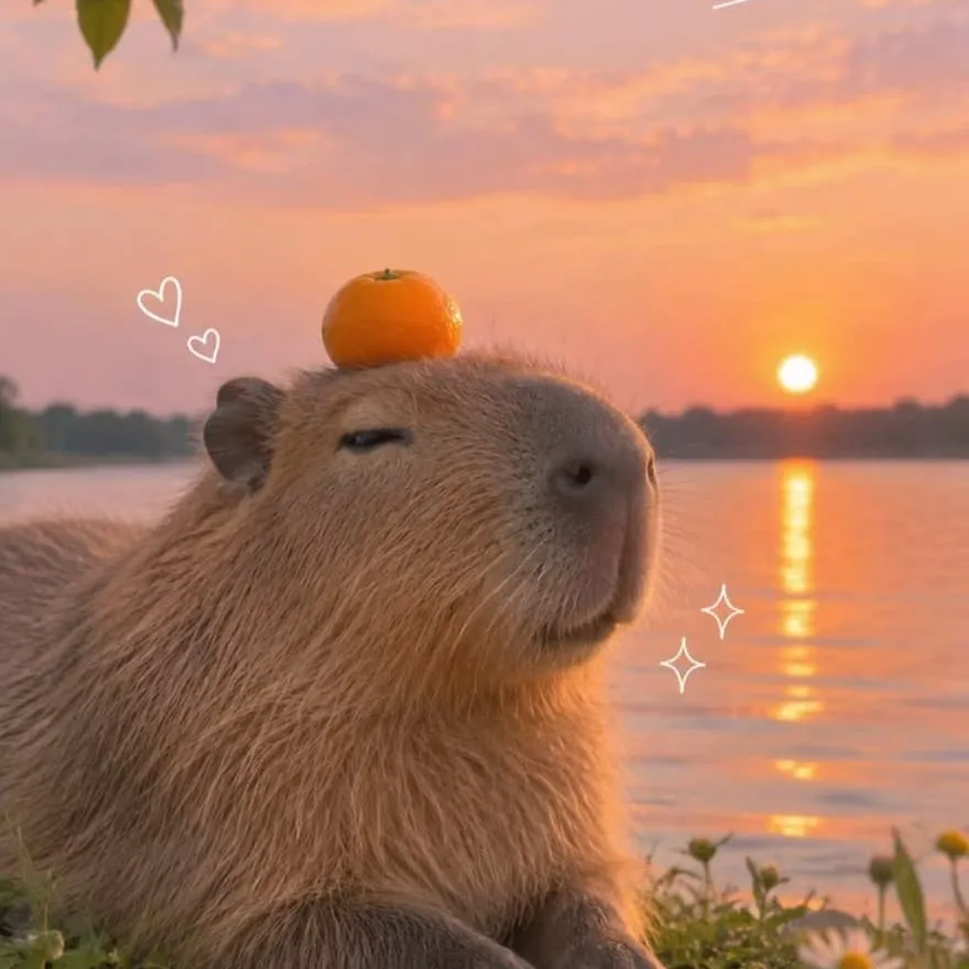 Capybara PFP #16 (aesthetic, real, sunset)