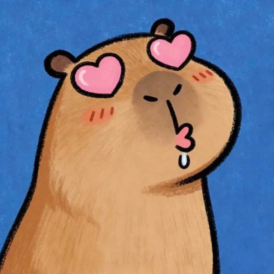Capybara PFP #9 (blue, cartoon, heart)