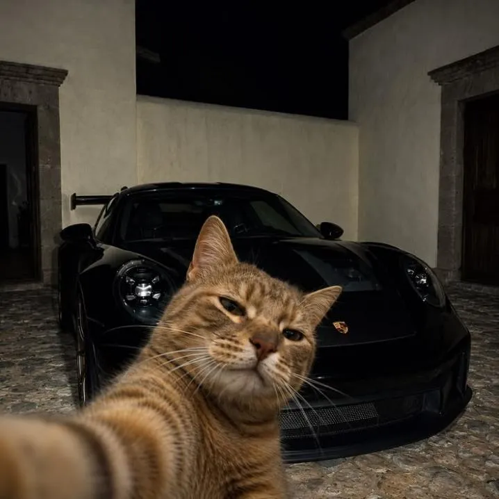 Car PFP #6 (cat, funny, porsche)