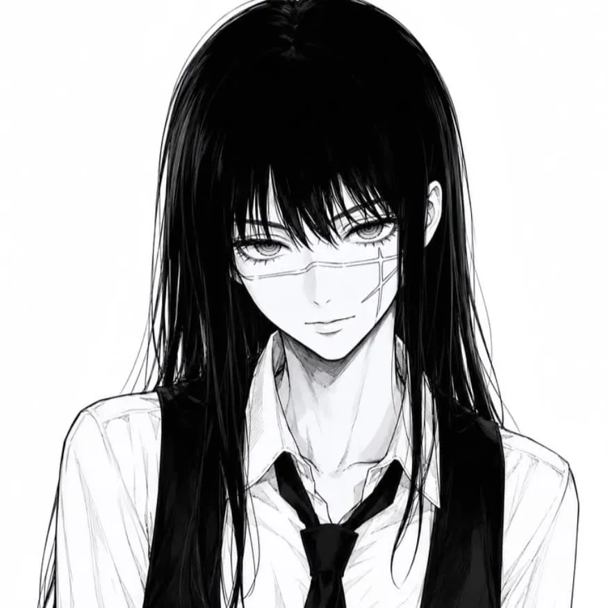 Chainsaw Man PFP #22 (asa, black and white, manga, yoru)