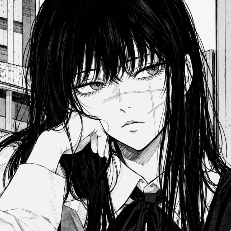 Chainsaw Man PFP #29 (asa, black and white, manga, yoru)