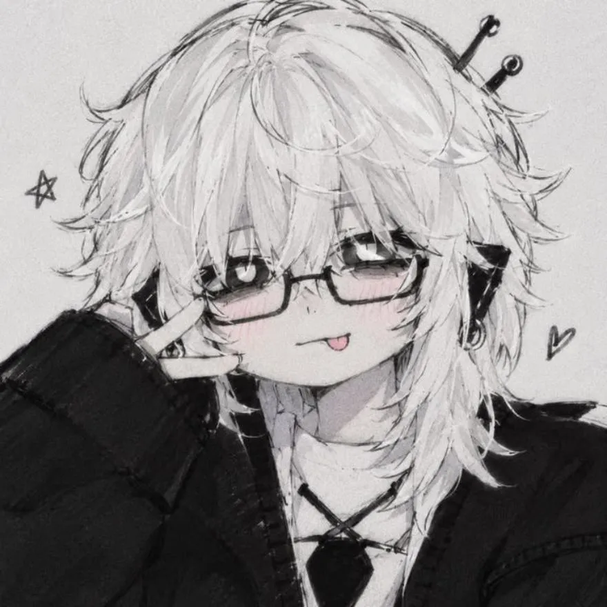Emo PFP #4 (anime, black and white, boy, cute)