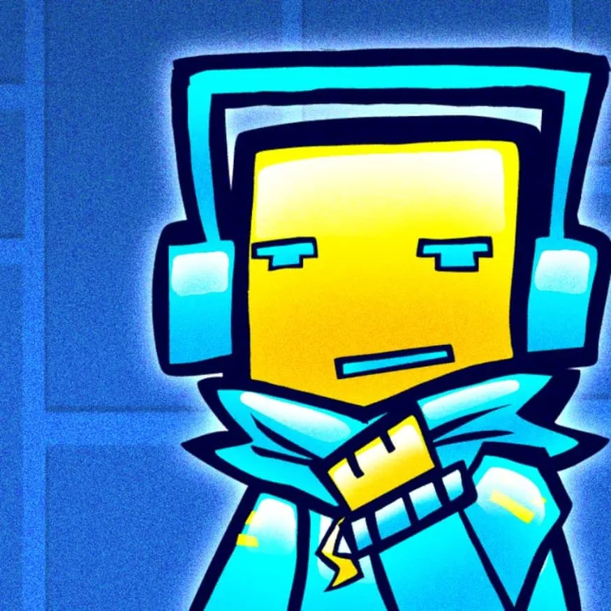 Geometry Dash PFP #13 (blue, cube, headphones)