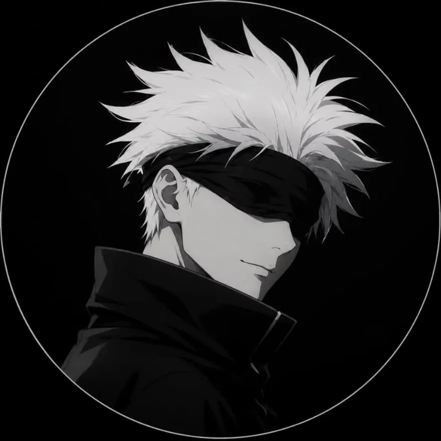 Gojo PFP #24 (black and white, dark)