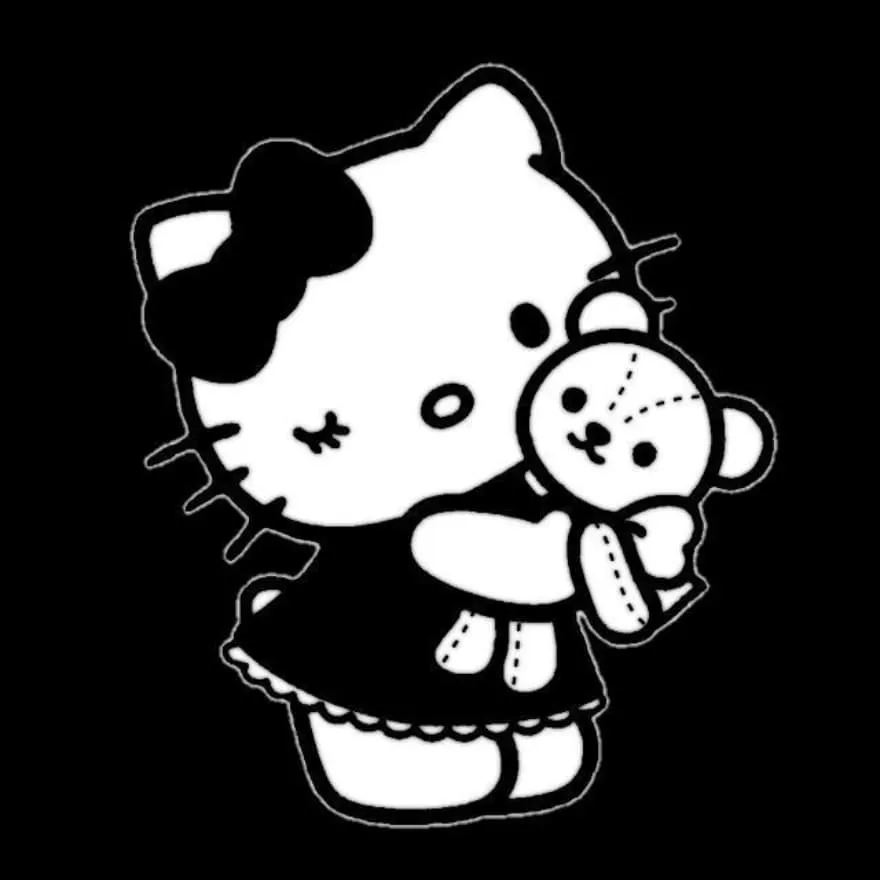 Hello Kitty PFP #33 (black, black and white, dark)