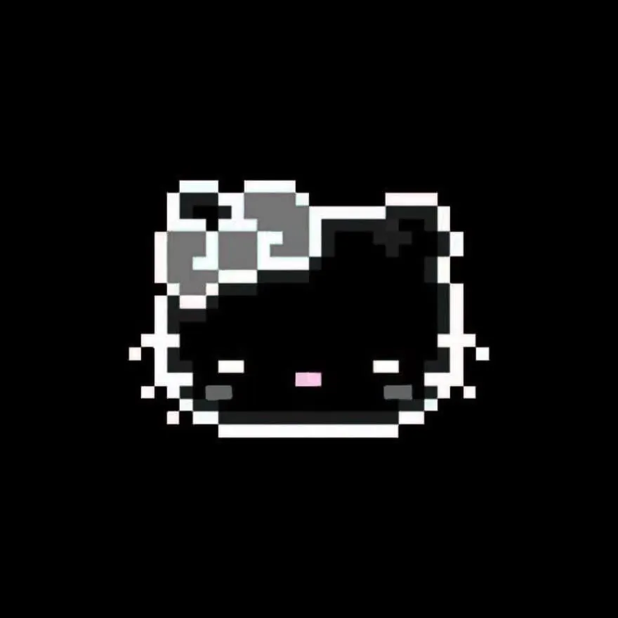 Hello Kitty PFP #36 (black, dark, pixel)
