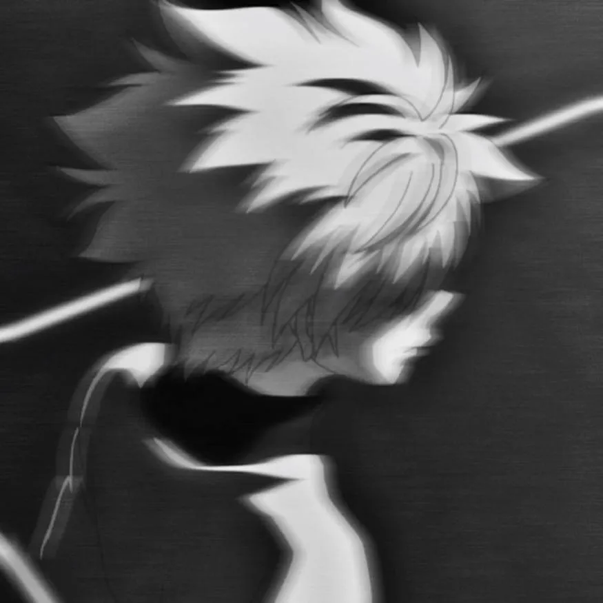 Killua PFP #11 (black and white, dark)