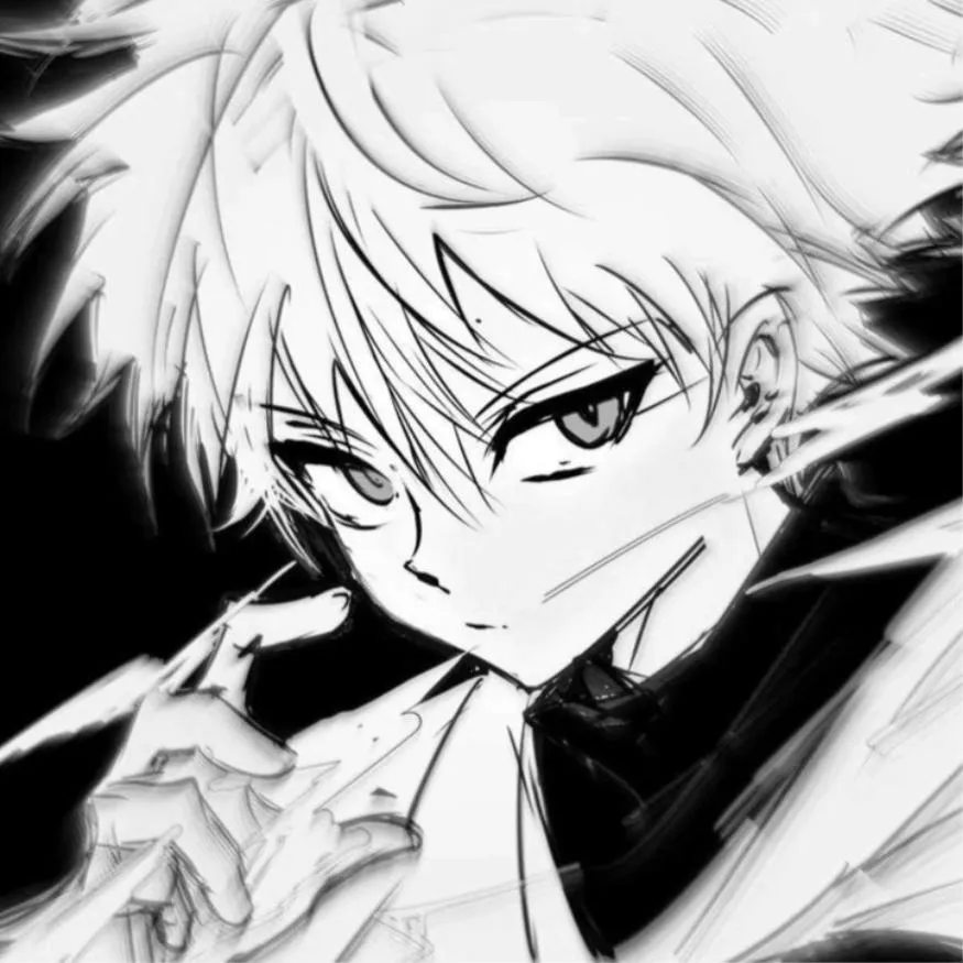 Killua PFP #17 (black and white, manga)