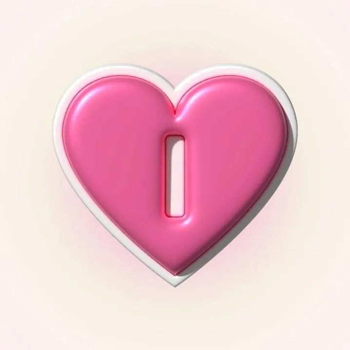 Letter PFP #113: A glossy hot pink 3D heart with a white rim has the letter I cut into its centre on a cream background.