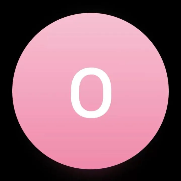 Letter PFP #120: A white letter O sits in the middle of a pink gradient circle set against a solid black background.