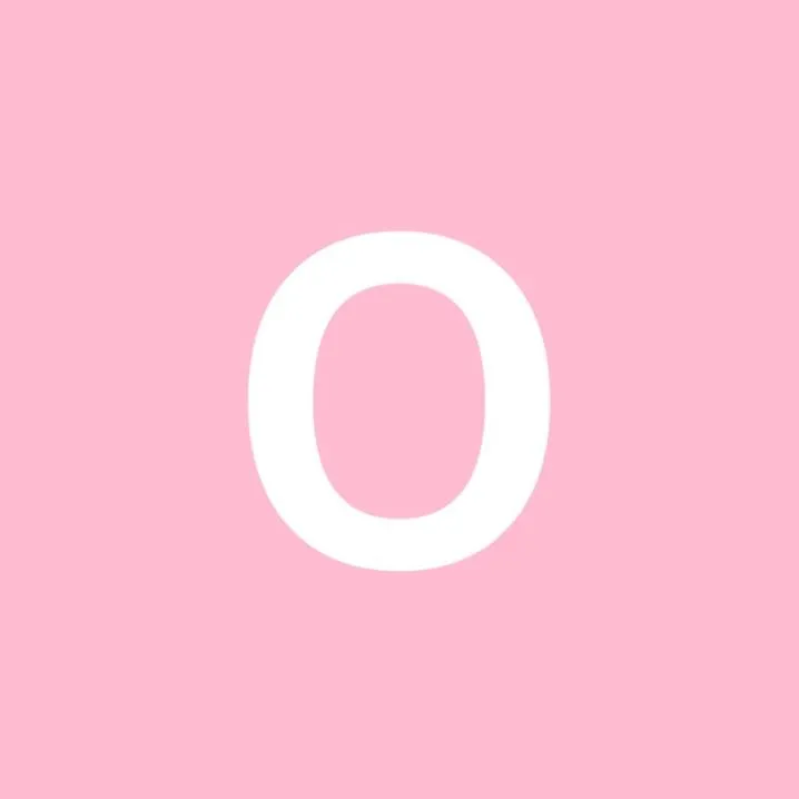 Letter PFP #123: A bold white letter O sits in the centre of a flat soft pink square with nothing else around it.