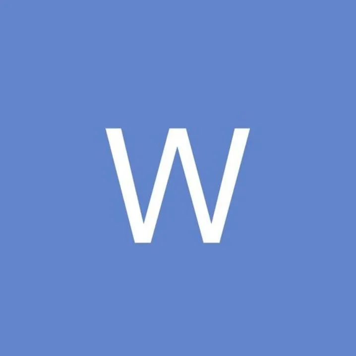 Letter PFP #149: A plain white sans serif letter W sits in the centre of a flat periwinkle blue square.