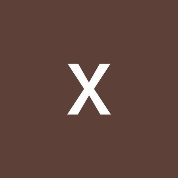 Letter PFP #163: A plain white sans serif letter X sits in the centre of a flat dark brown square.