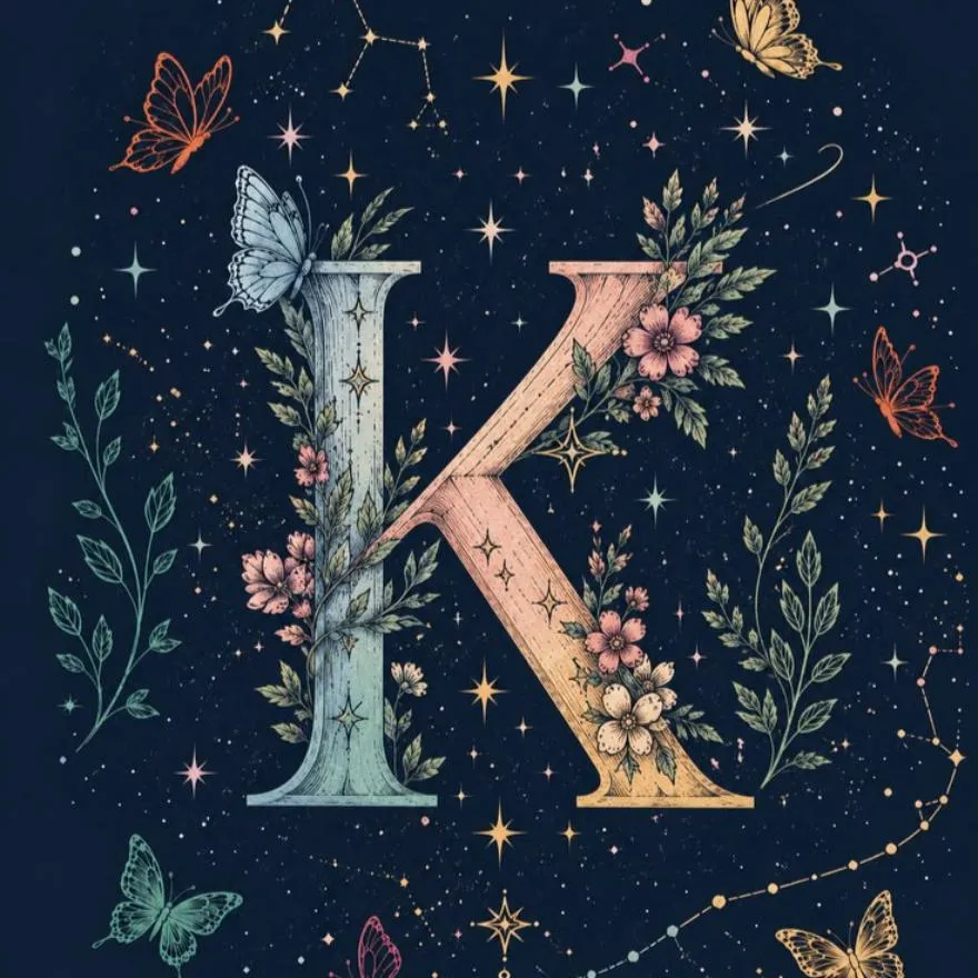 Letter PFP #43 (butterfly, flowers, k)