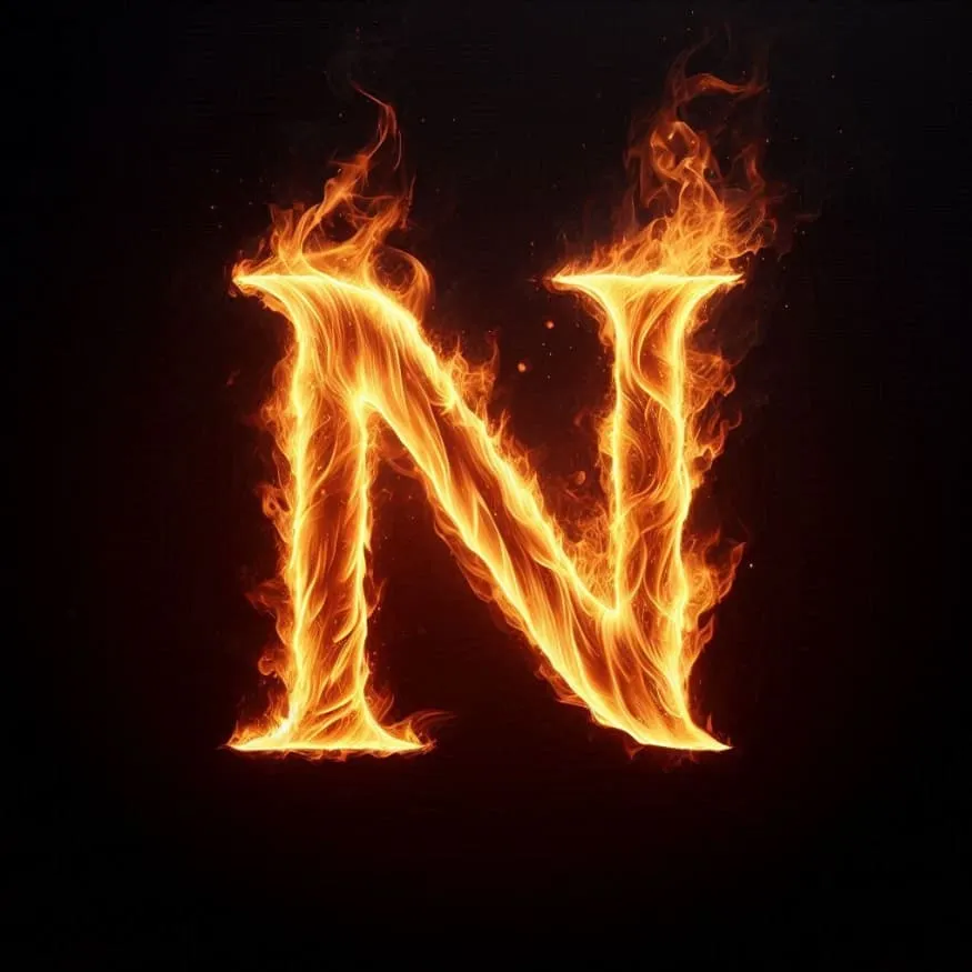 Letter PFP #61 (black, fire, n)