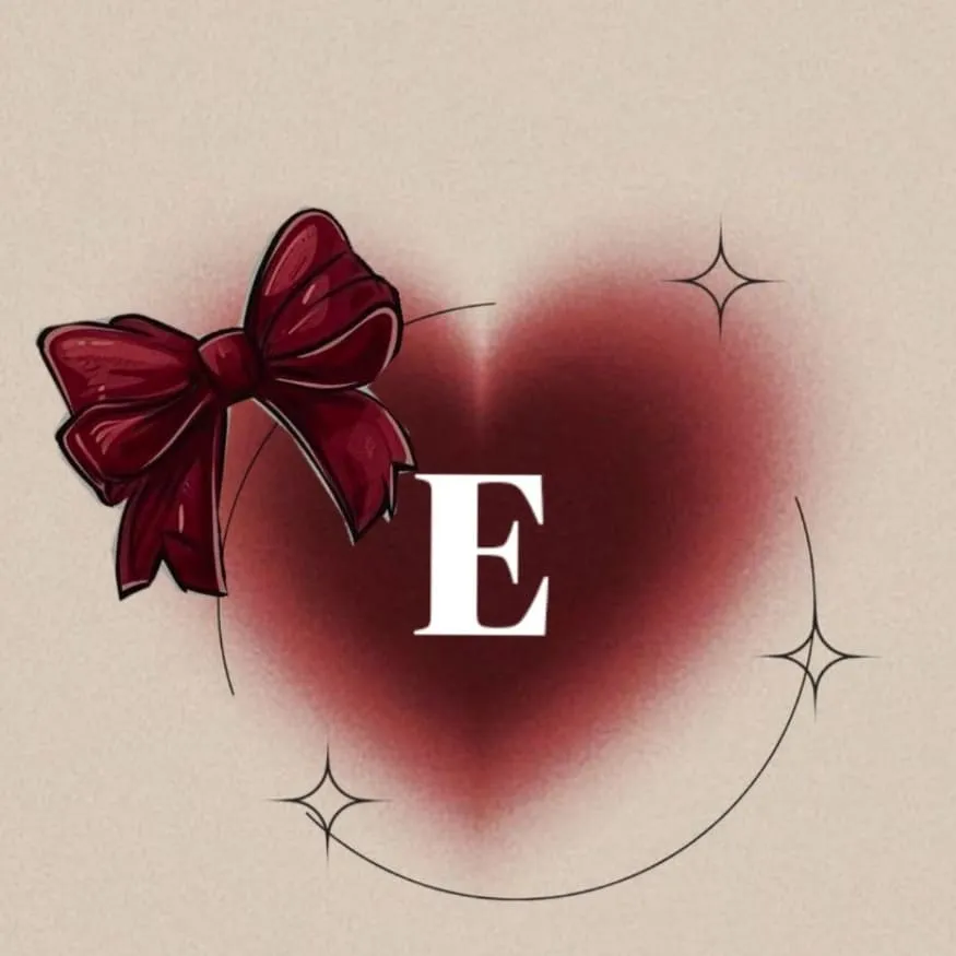 Letter PFP #68 (aesthetic, bow, e, heart)