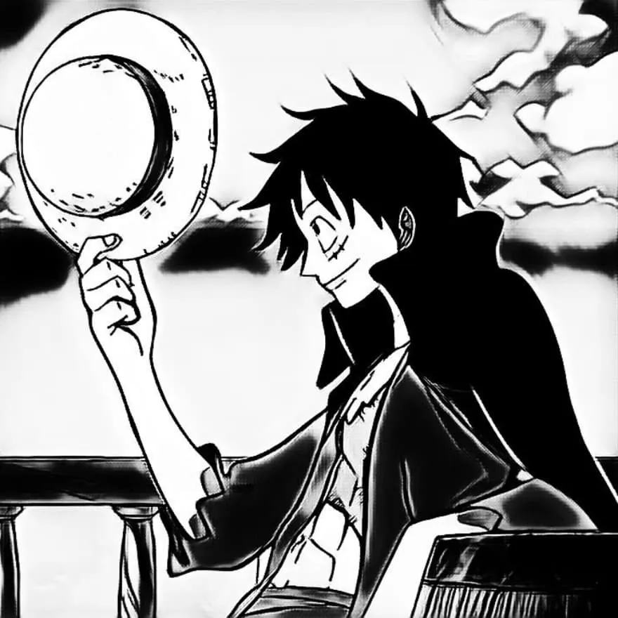 Luffy PFP #27 (black and white, manga)