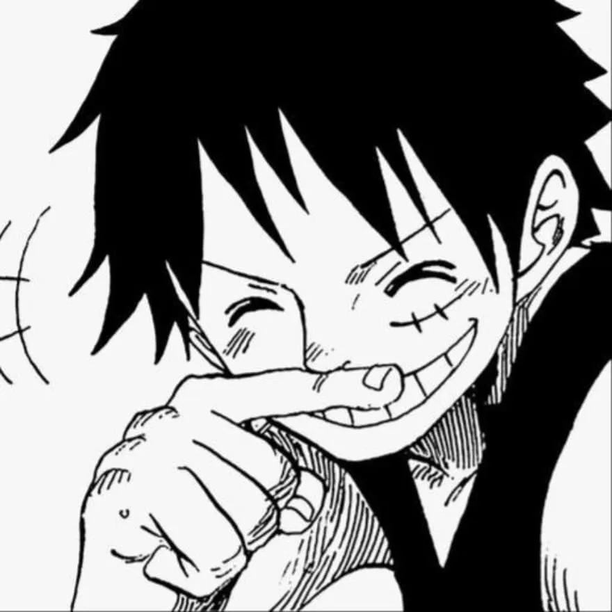Luffy PFP #28 (black and white, funny, manga)