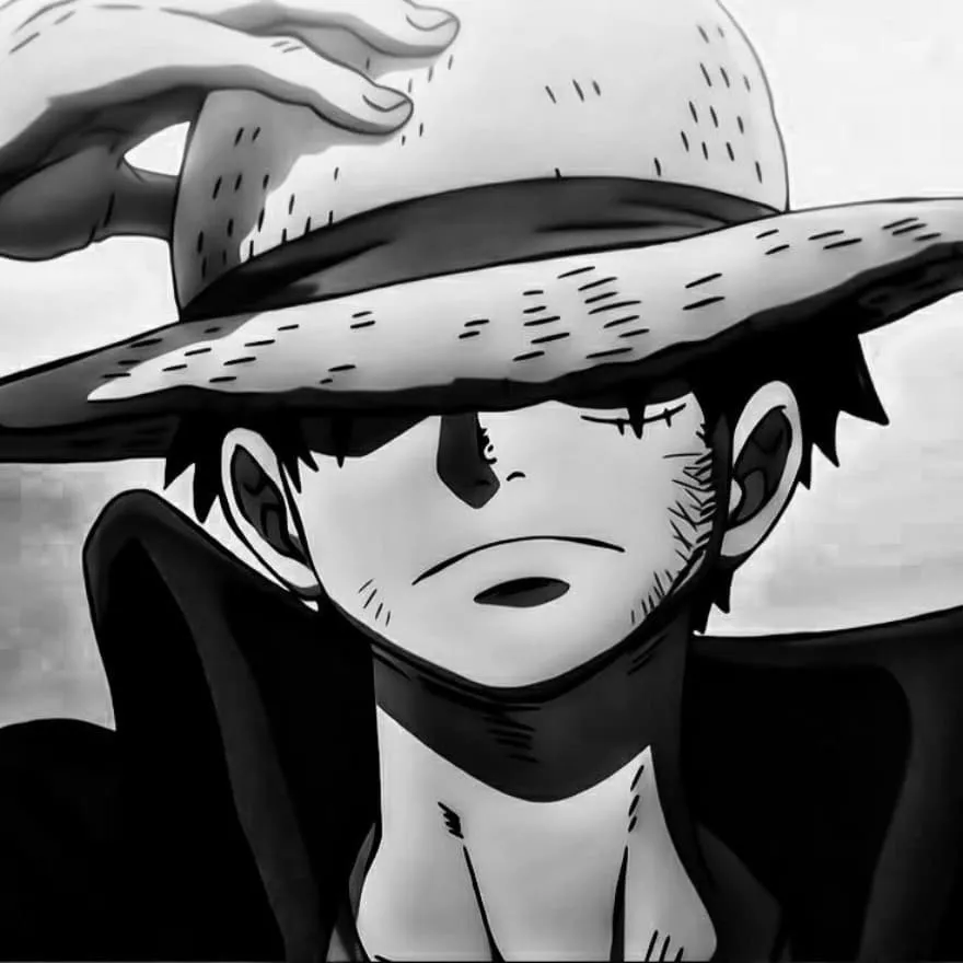 Luffy PFP #29 (black and white, dark)