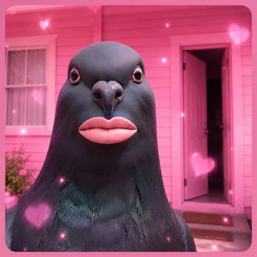 Meme PFP #48 (funny, pigeon, pink)