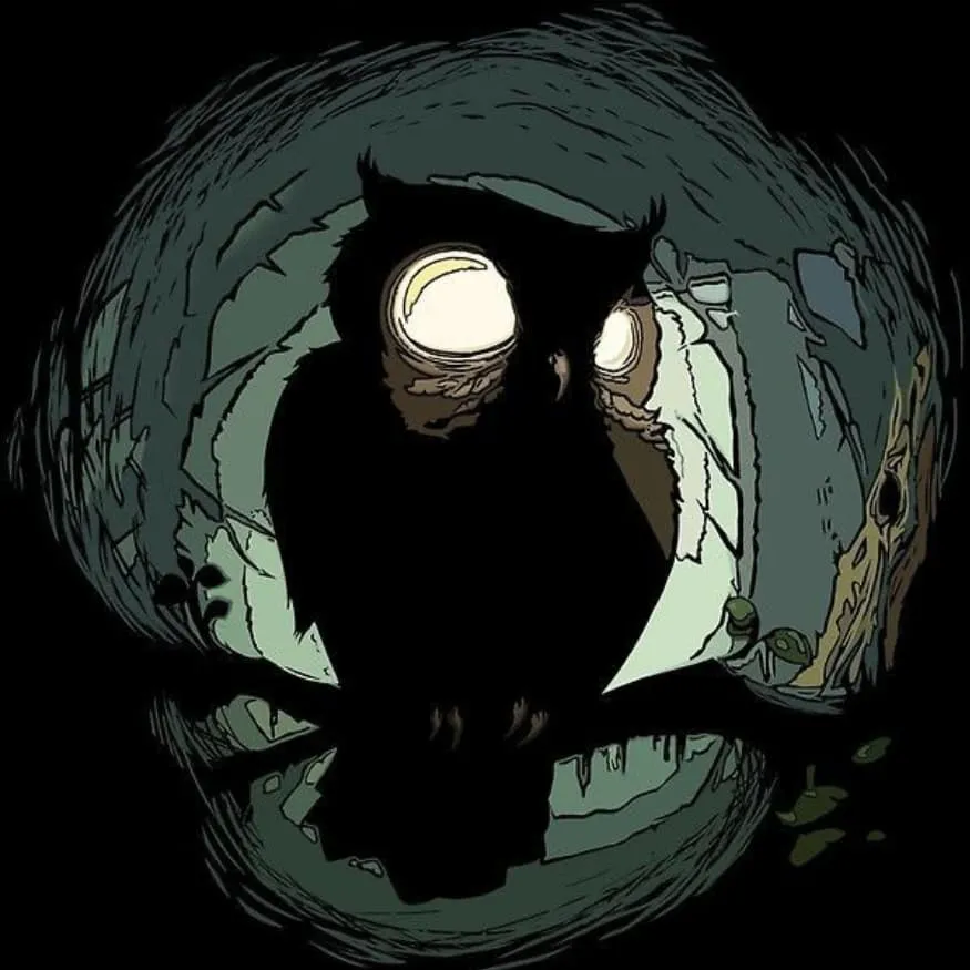Owl PFP #2 (dark, drawing, moon)