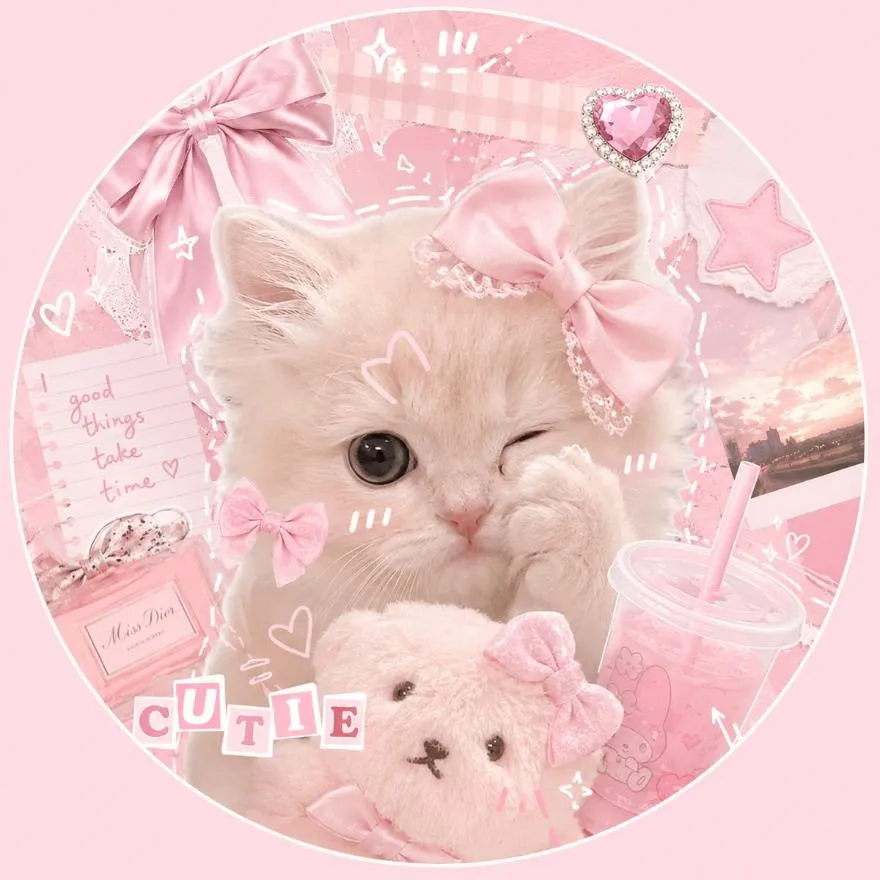 Pink PFP #19 (bow, cat, cute)