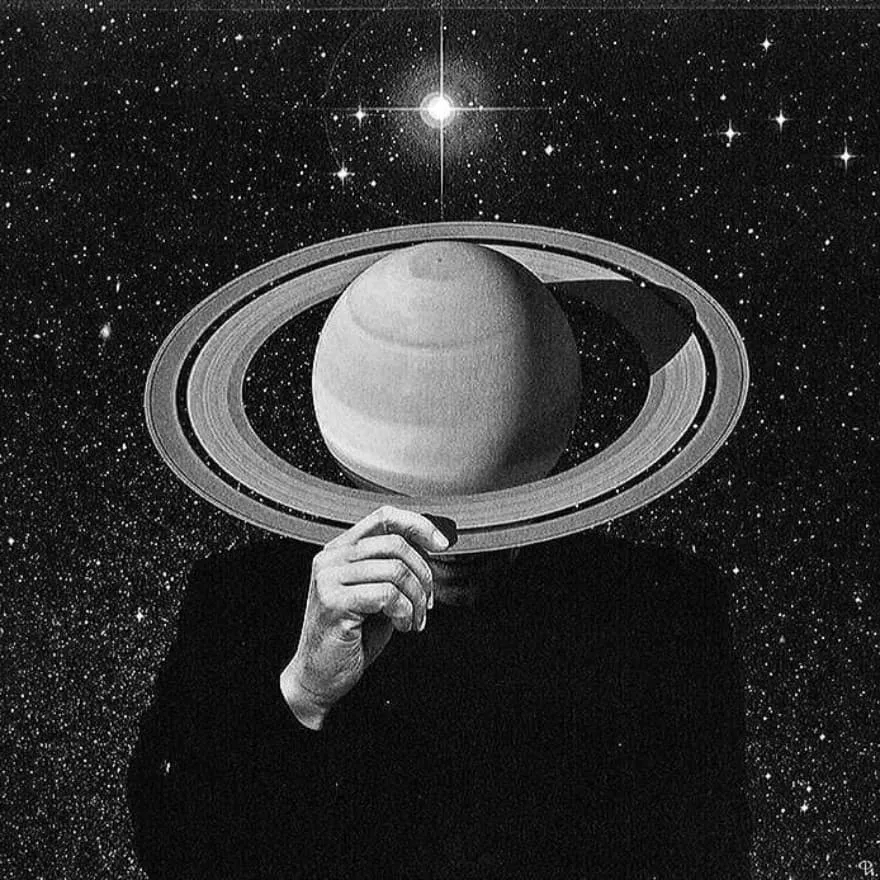 Space PFP #10 (black and white, planet, stars)