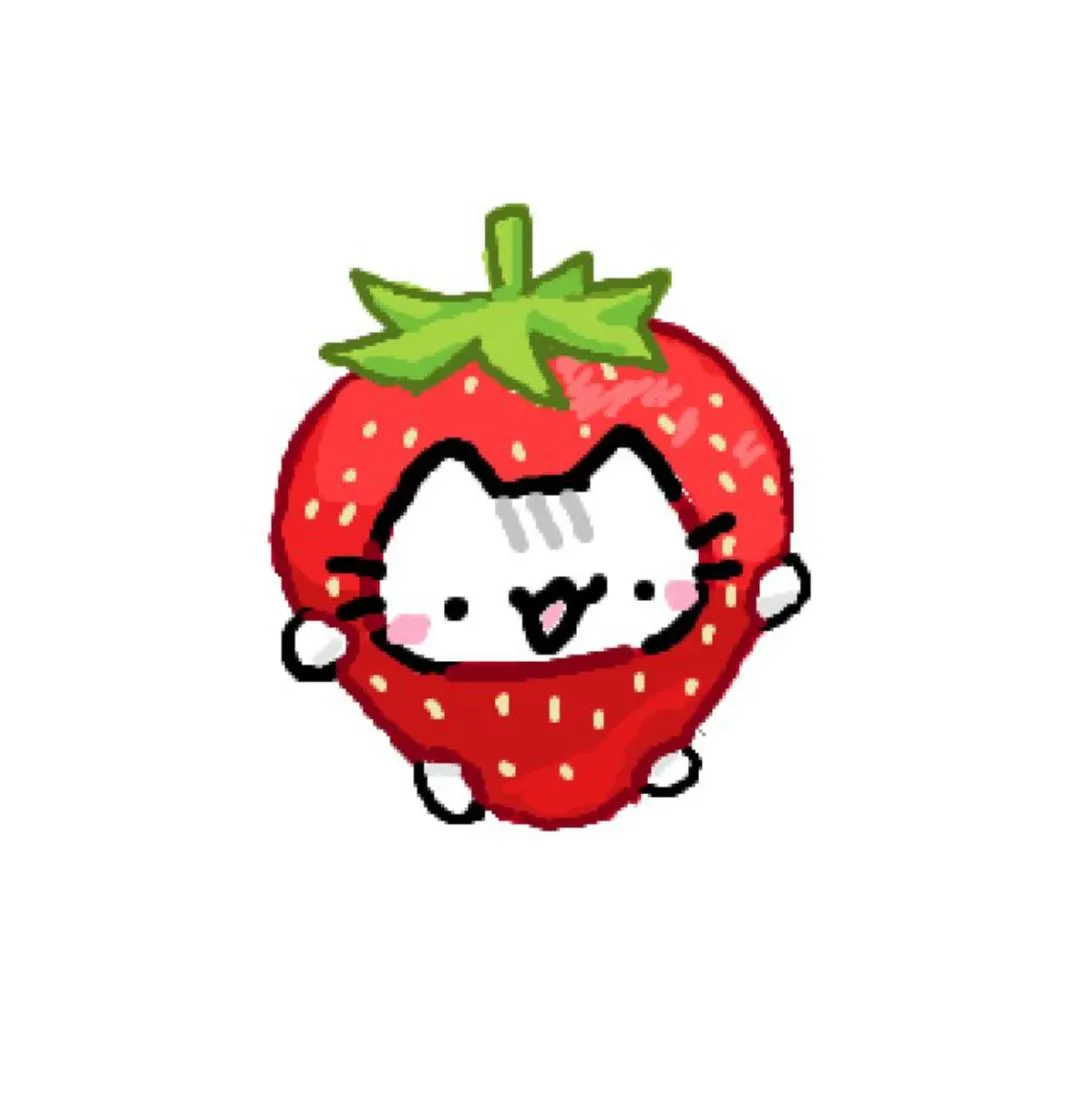Strawberry PFP #2 (cartoon, cat, cute)