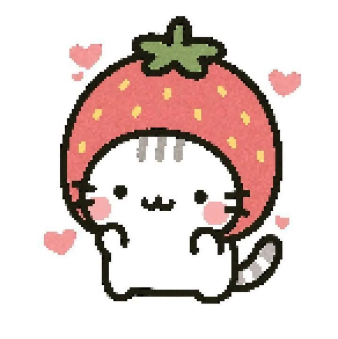 Strawberry PFP #3 (cartoon, cat, cute)