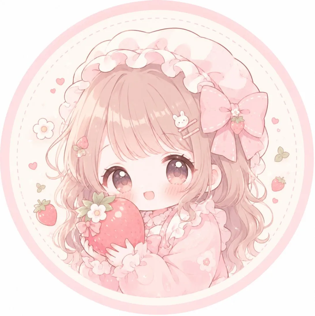 Strawberry PFP #9 (anime, girl, pink)