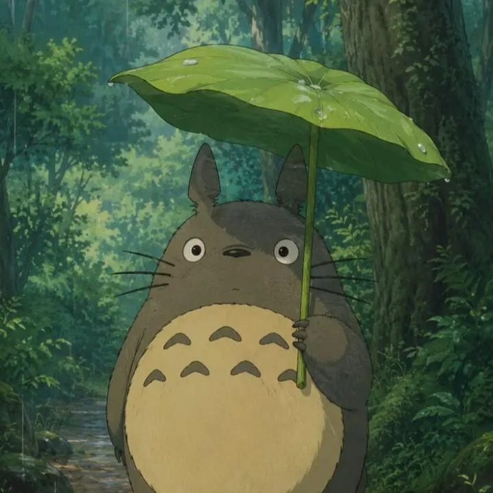 Totoro PFP #13 (aesthetic, green, rain)