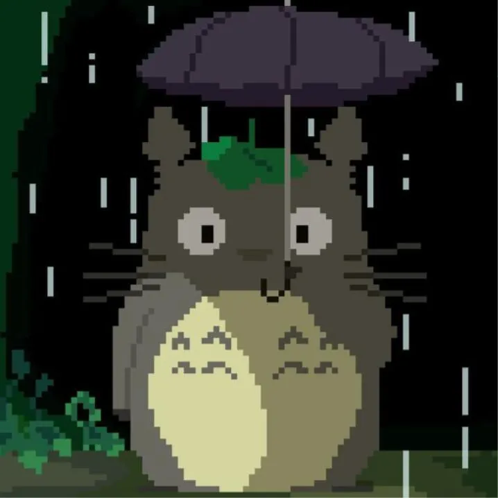 Totoro PFP #19 (dark, pixel, rain)