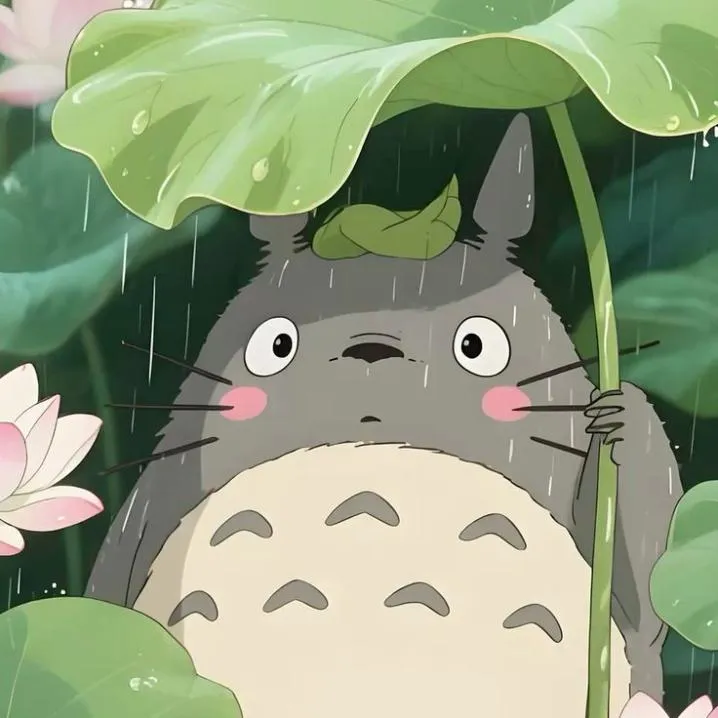 Totoro PFP #6 (flower, green, rain)