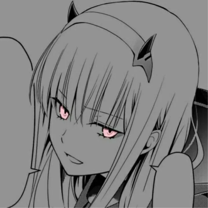 Zero Two PFP #16 (black and white, manga)
